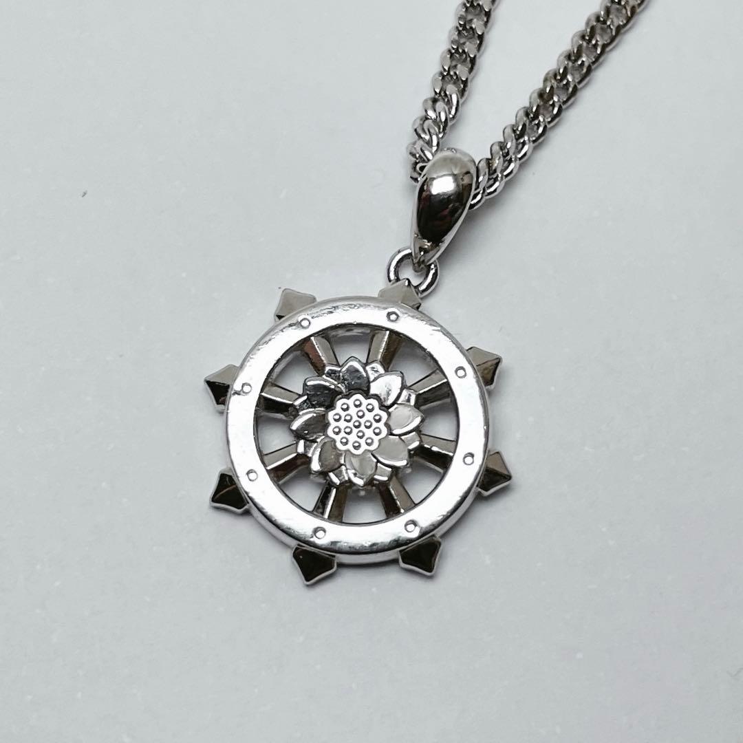 【未使用】真如苑 真言宗総本山伝燈苑 仏法輪 シルバー 純銀 ネックレス トップ