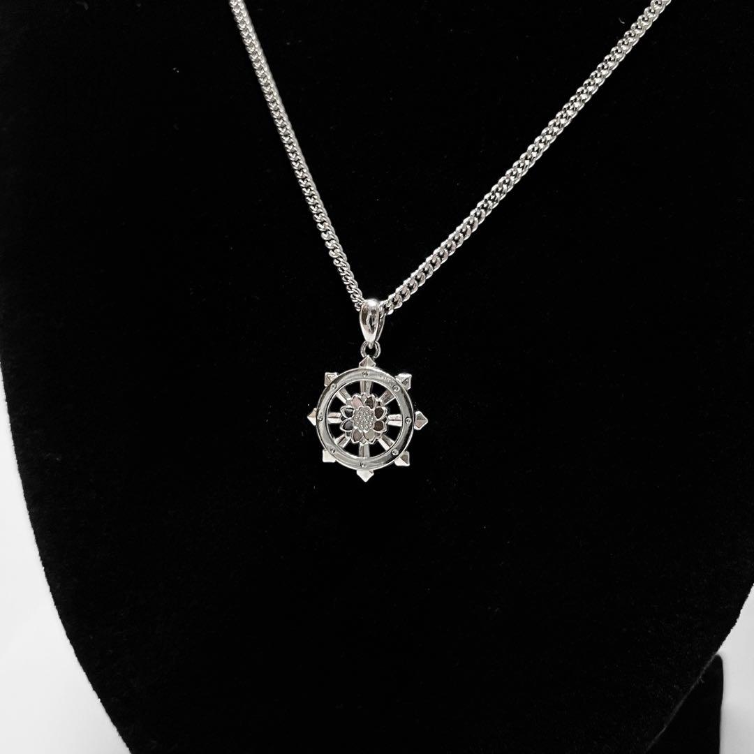 【未使用】真如苑 真言宗総本山伝燈苑 仏法輪 シルバー 純銀 ネックレス トップ