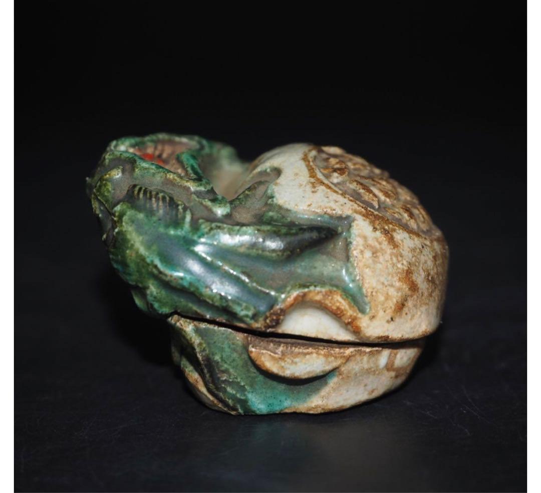 送料無料　江戸時代古九谷？双龍争珠香合　華道具茶道具