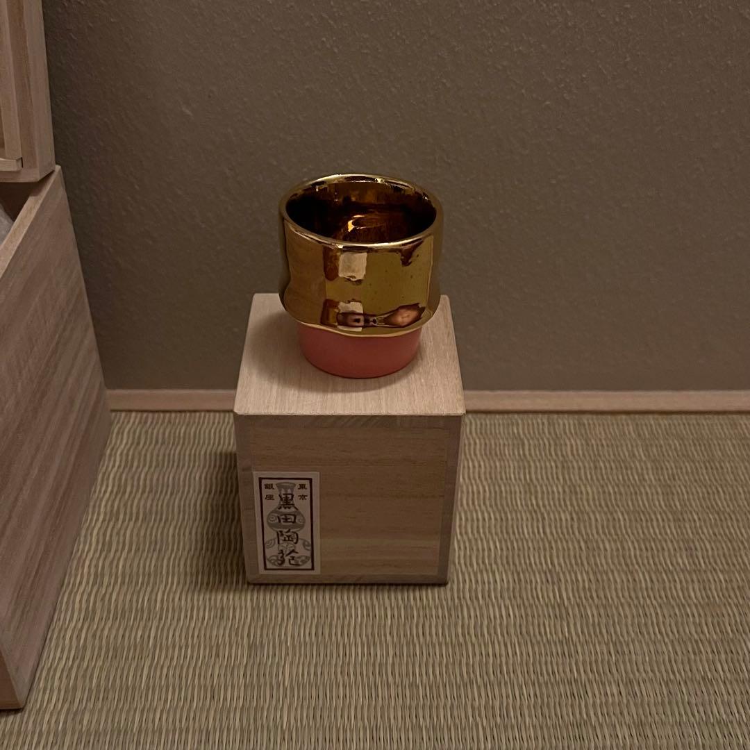 桑田卓郎 湯呑み ぐい呑み 未使用 共箱 Takuro Kuwata 金彩 タレ