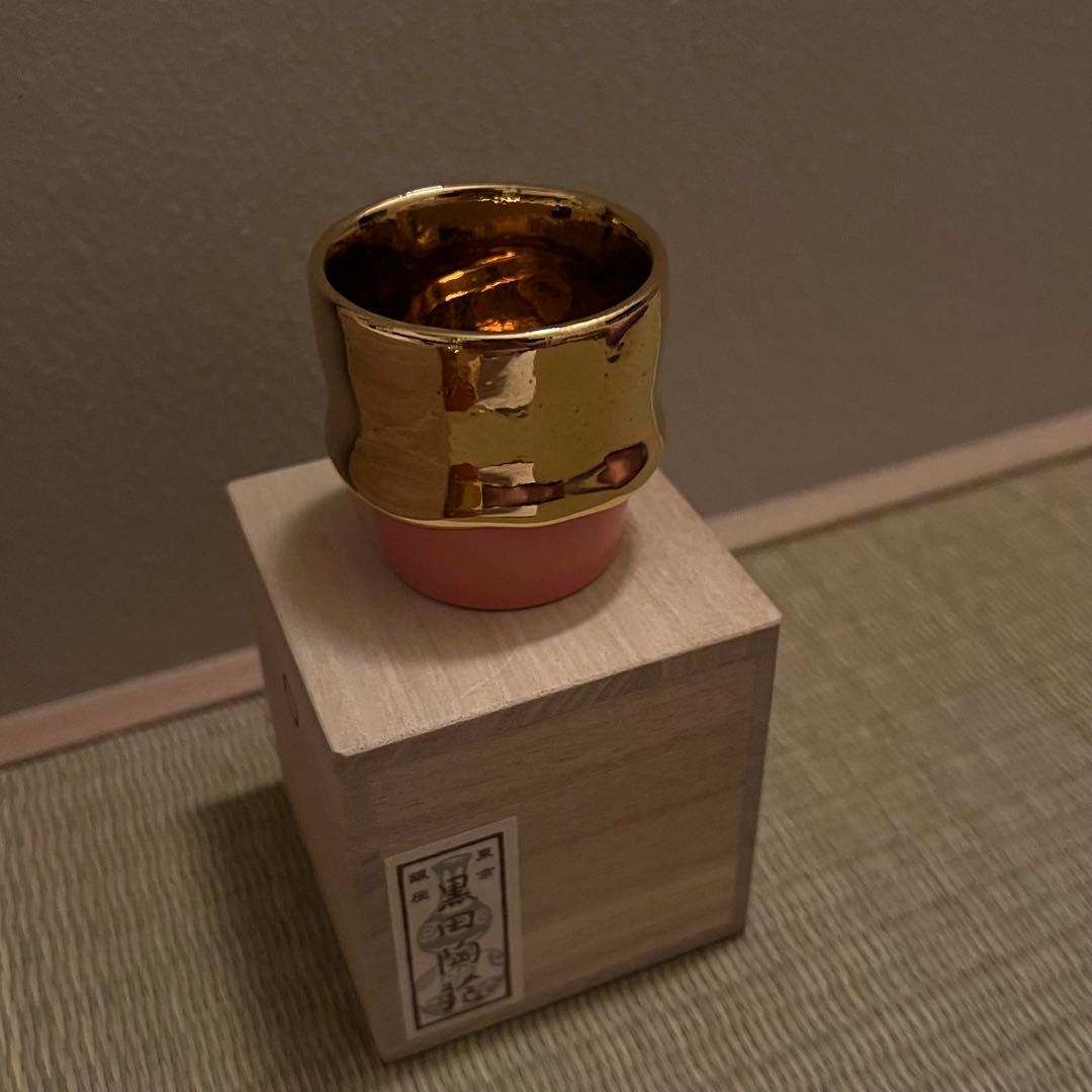 桑田卓郎 湯呑み ぐい呑み 未使用 共箱 Takuro Kuwata 金彩 タレ