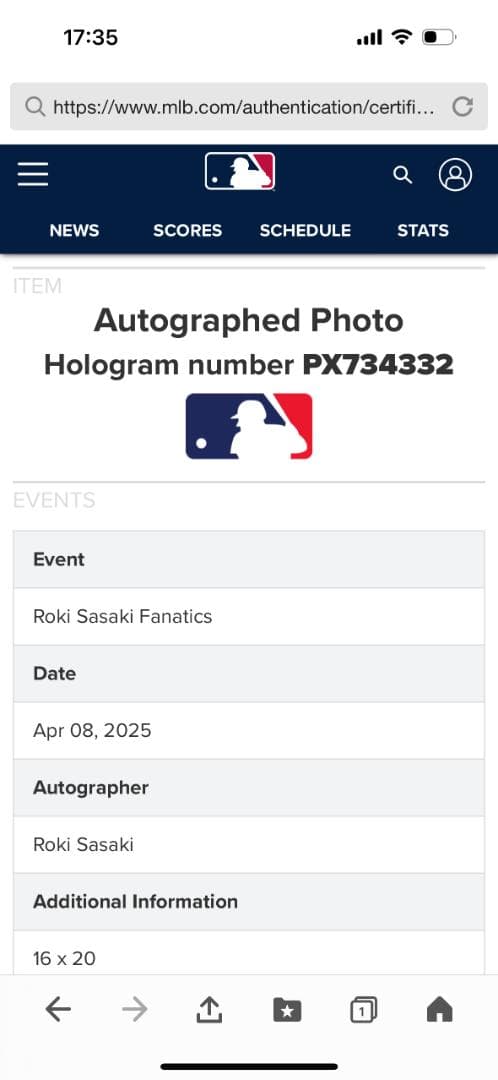 限定99枚特大写真40×50cm・佐々木朗希 直筆サインFANATICS/MLB