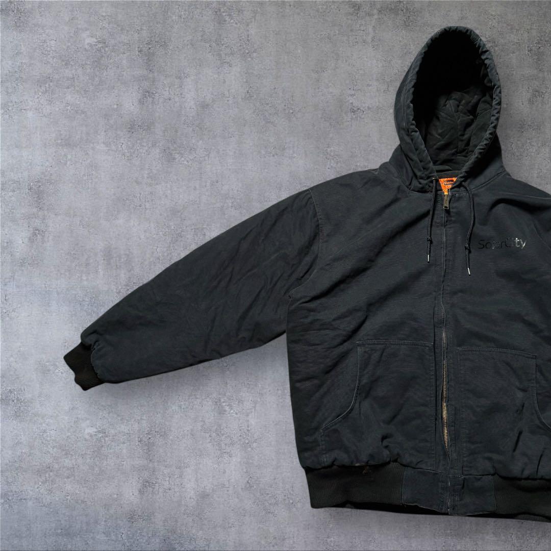 2303 古着Corner Stoneダック地アクティブジャケット企業系ロゴ墨黒