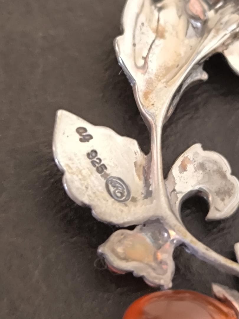 碌山 ROKUZAN ロクザン メノウ　ケシパール 925 シルバー　ブローチ