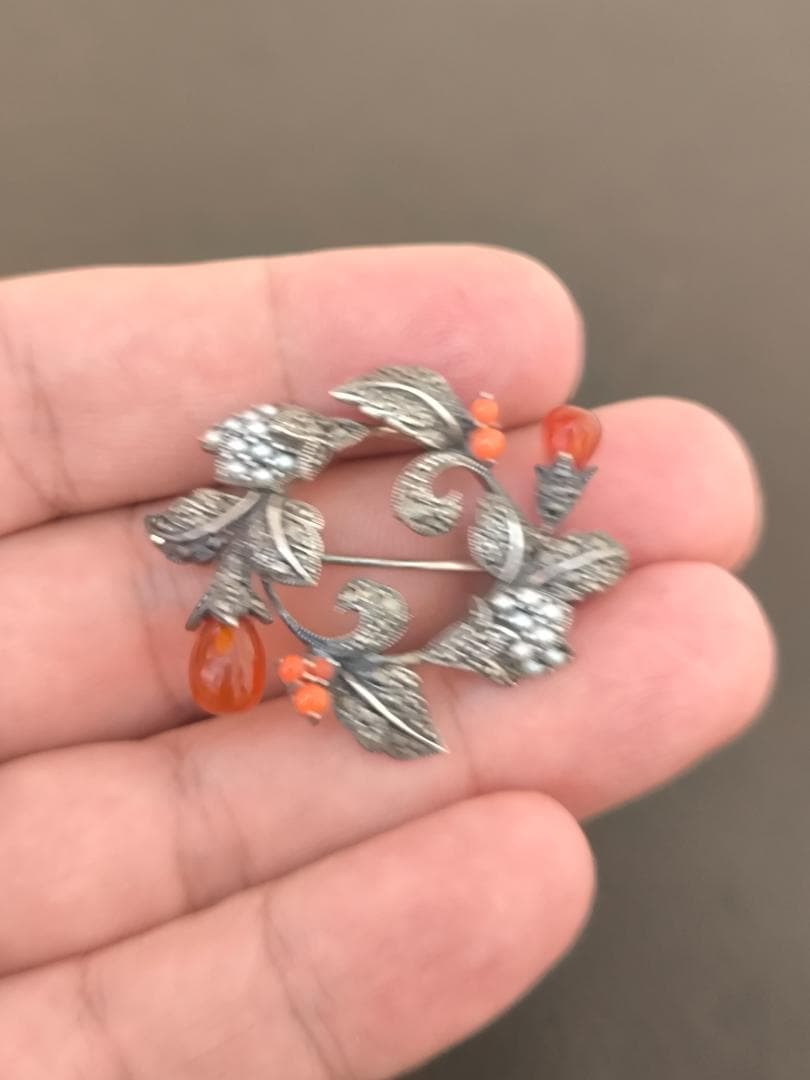 碌山 ROKUZAN ロクザン メノウ　ケシパール 925 シルバー　ブローチ