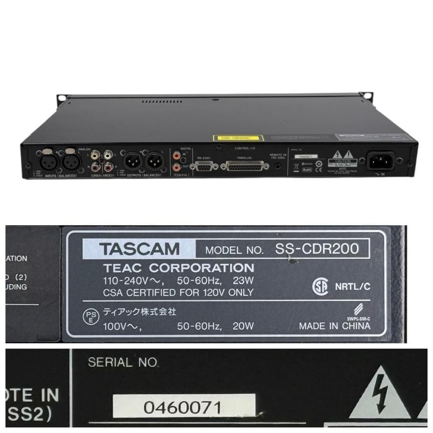 TASCAM ソリッドステートCDステレオオーディオレコーダーSS-CDR200