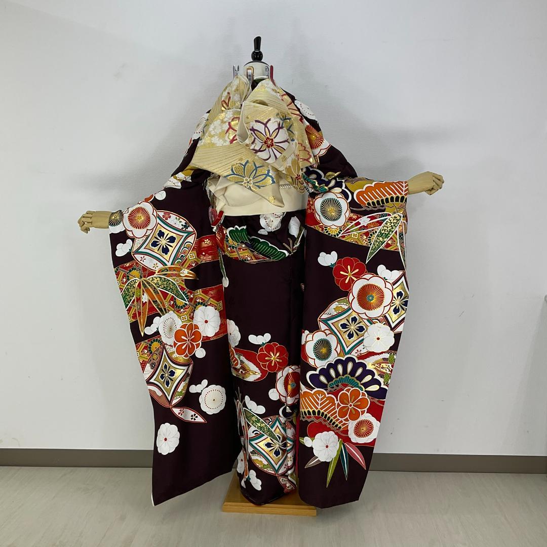 正絹お振袖10点フルセット　正絹胴裏　モカブラウン　お仕立て付き