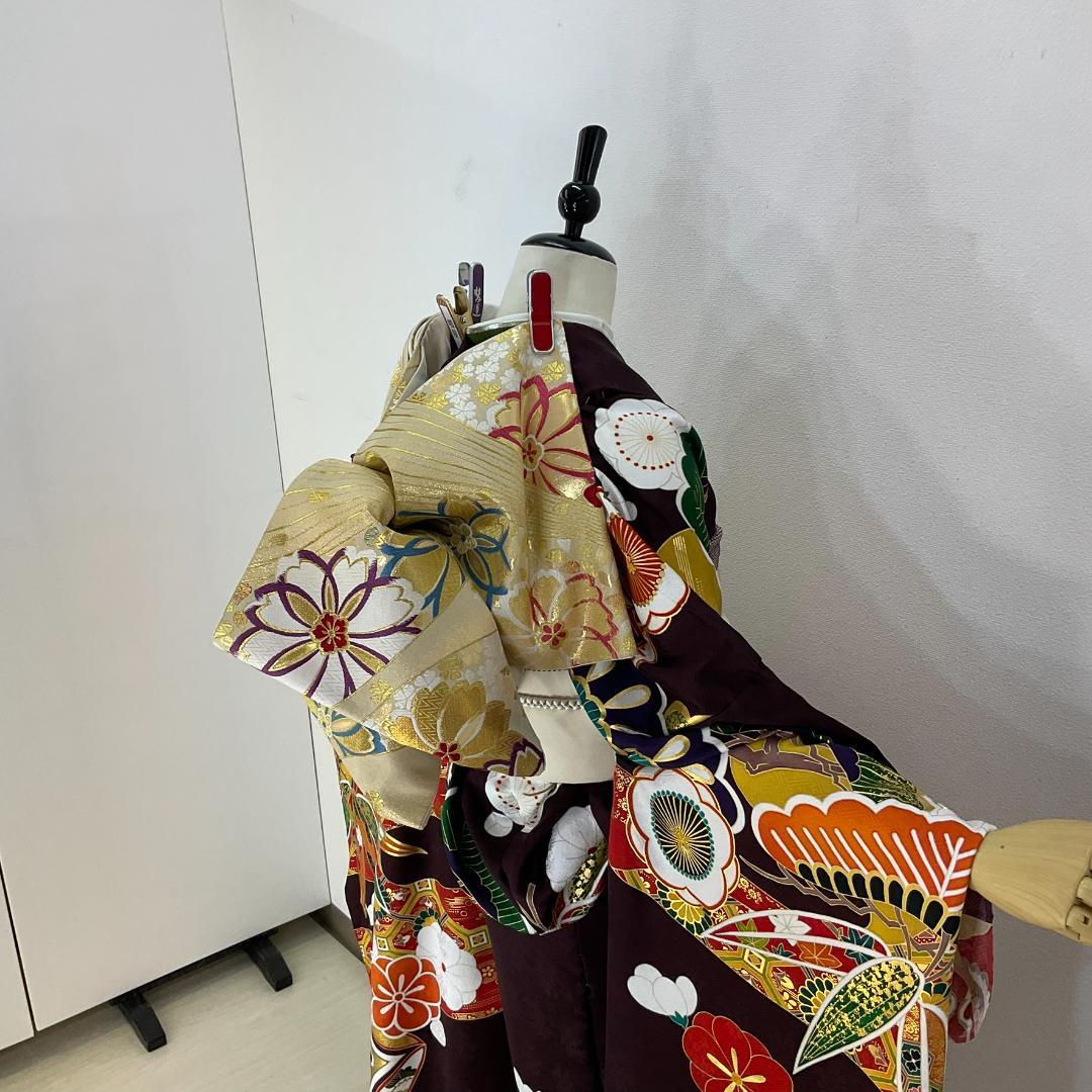 正絹お振袖10点フルセット　正絹胴裏　モカブラウン　お仕立て付き