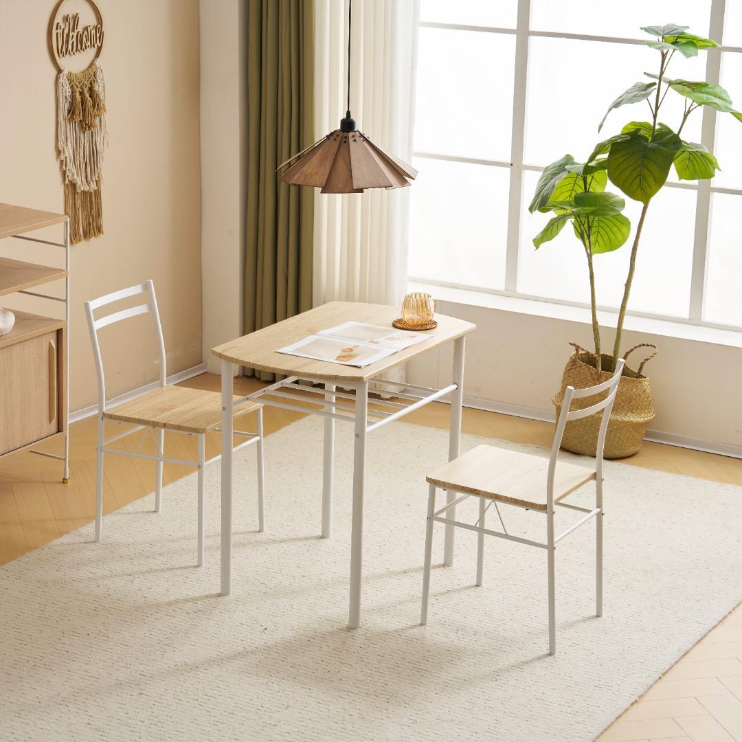 大人気！2人用ダイニング3点セット　食卓 テーブル 収納付き　NATURAL