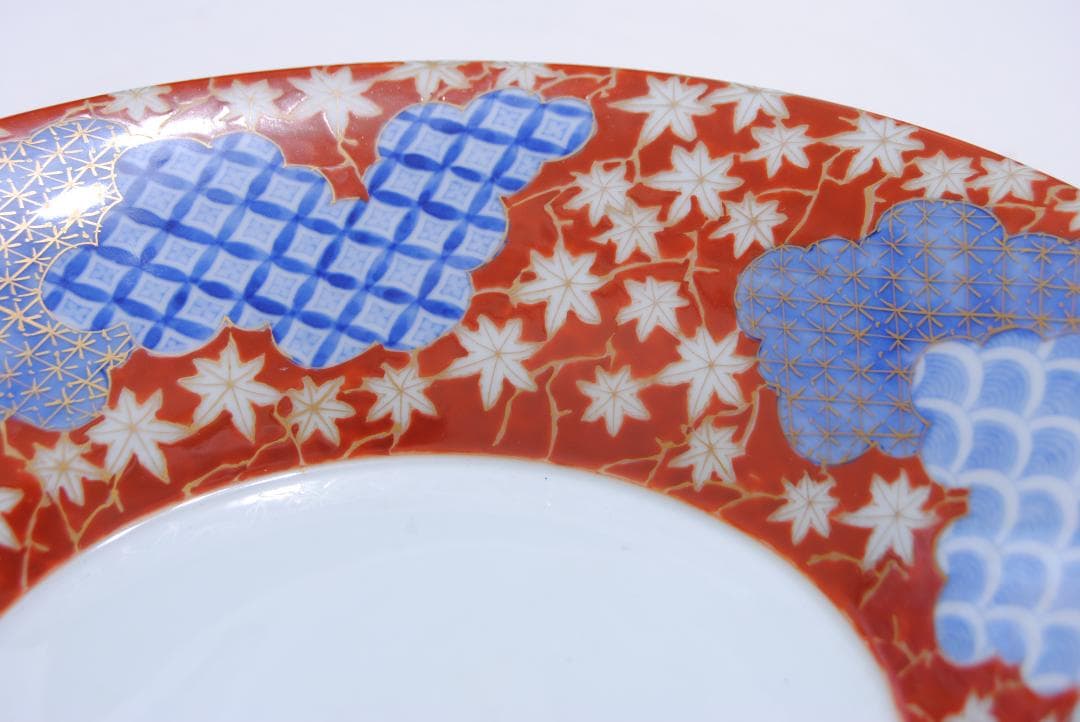 オールド深川　深鉢 紅葉 青海波 七宝文 深川製磁