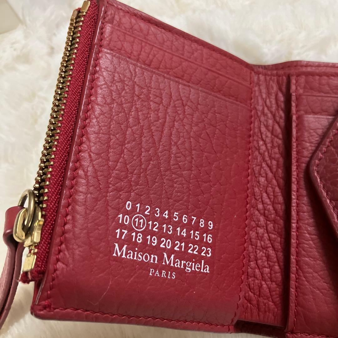 【美品】Maison Margiela （メゾンマルジェラ）3つ折り財布レッド
