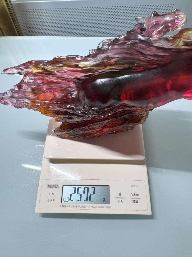 琉璃工房　LIULI　馬　赤　置き物　ガラス