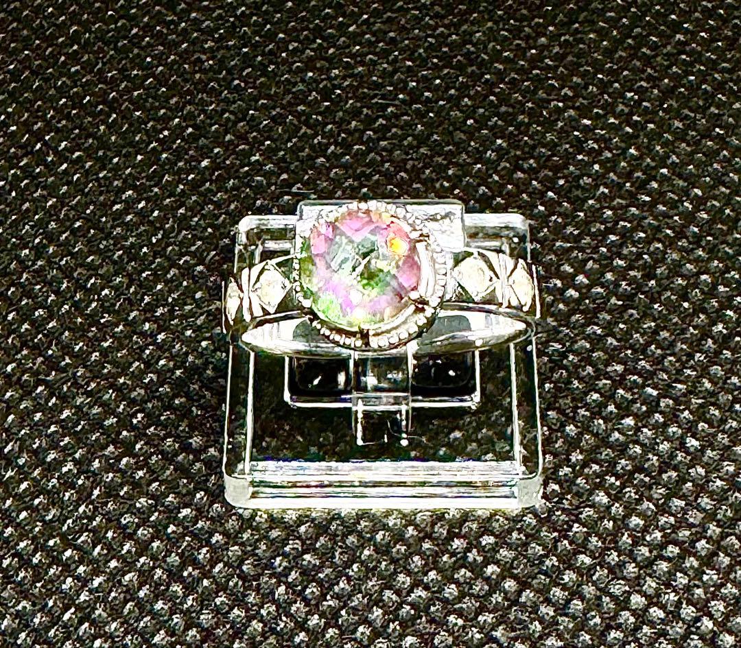 1点物K18WG ミスティックトパーズ リング 約4.5g ヴィンテージ 指輪