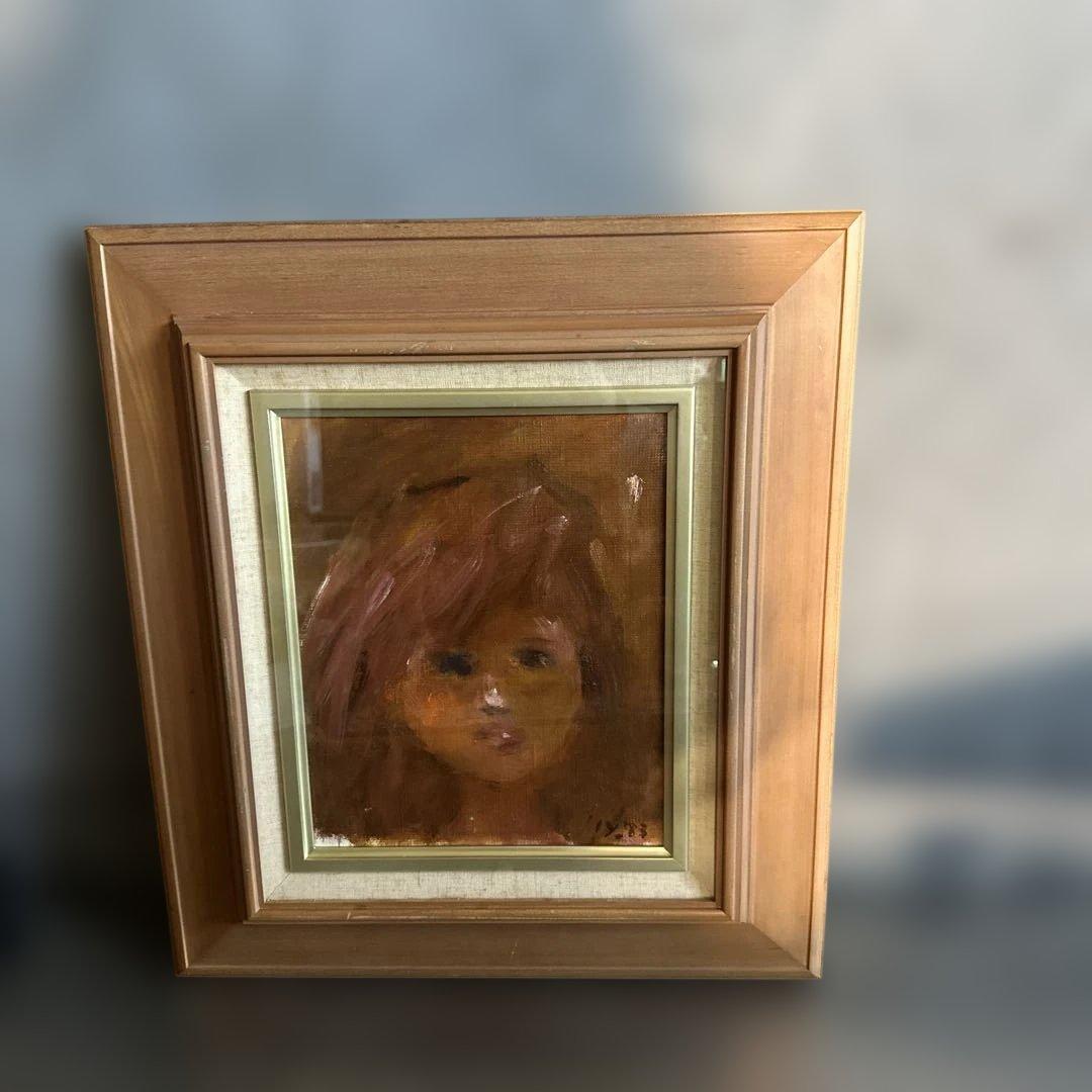 抽象的な人物画 木製フレーム付き