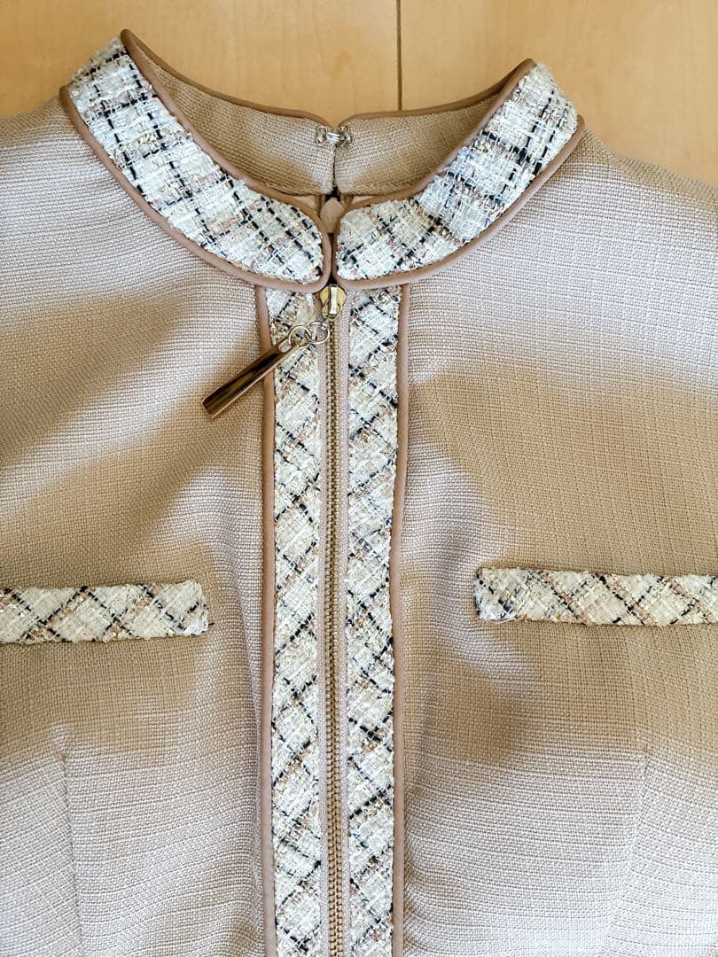 フロントジッパー×ラメツイードミニドレス(DE2962)