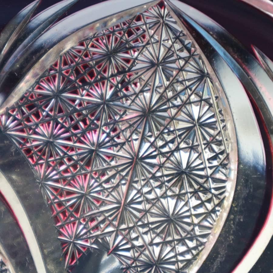 値下美品！伝統工芸 江戸切子 最高峰 瀧澤利夫作 桜 飾り皿 プレート 2枚