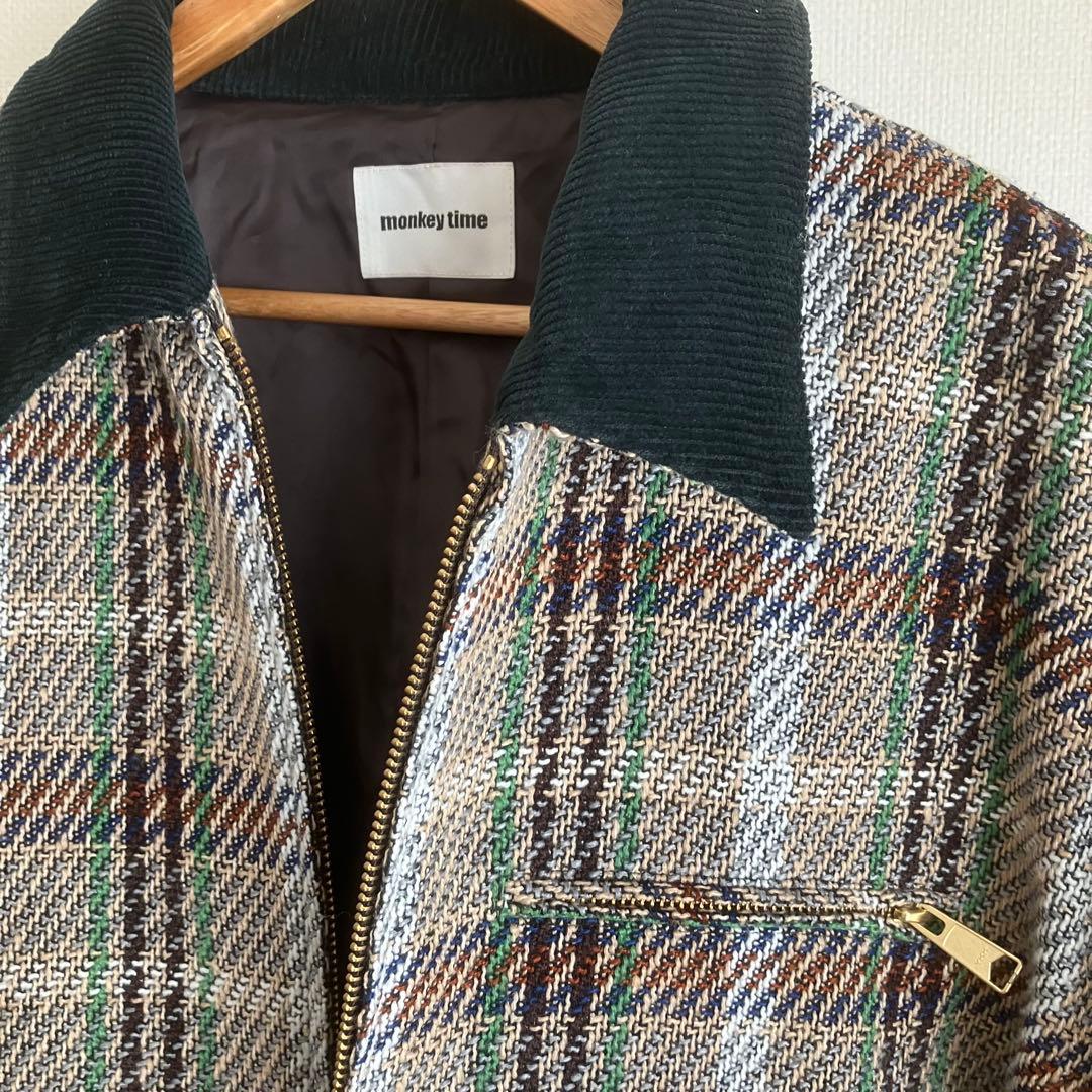 Monkey time　チェック　デザイン　ジャケット　ジップアップ　L
