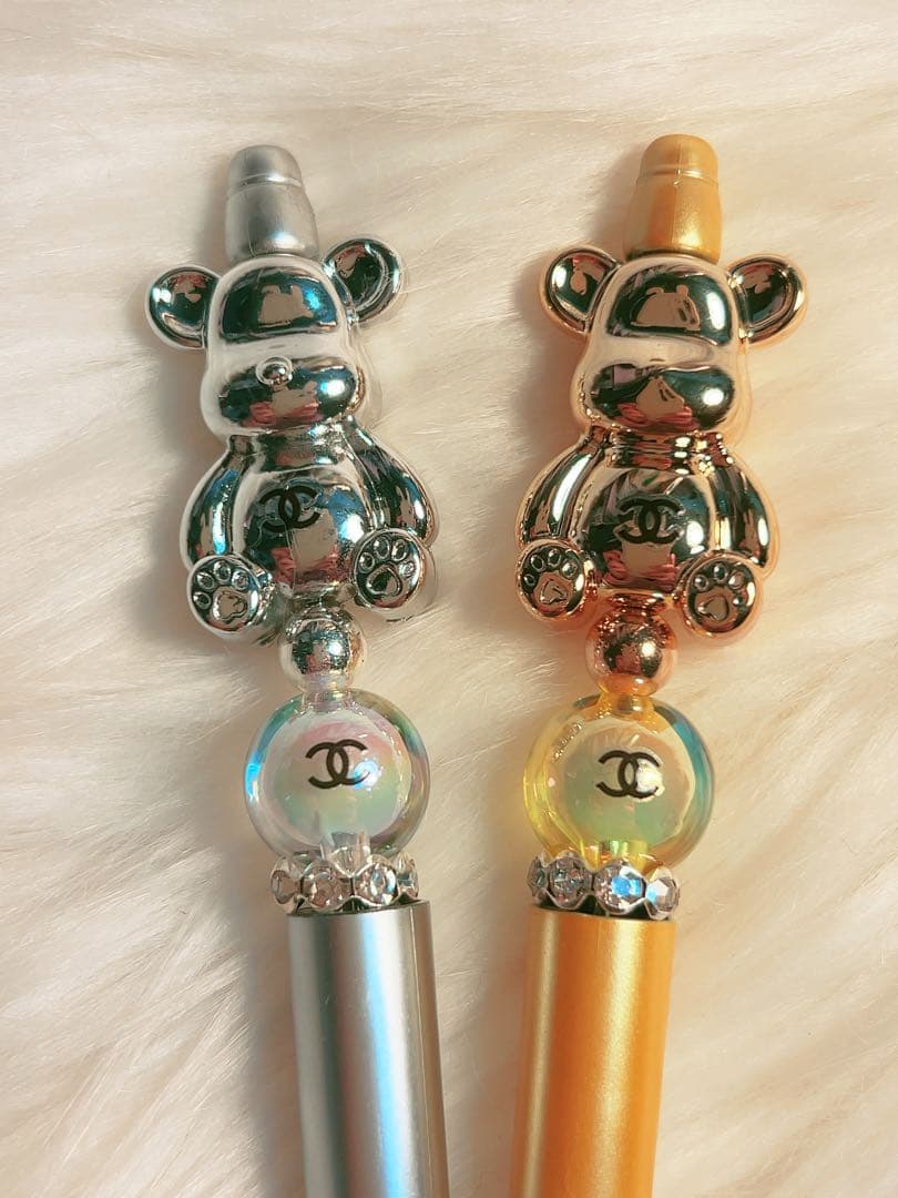 ✨ CHANELテディベアペン ゴールド・シルバー 2点セット✨