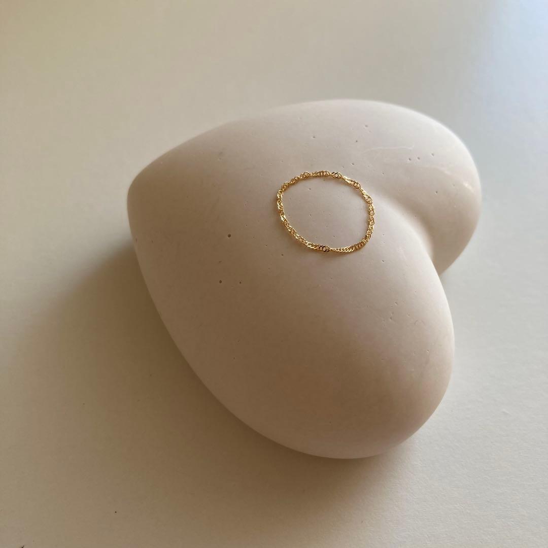 新品 18金 K18リング チェーンリング 13号 つけっぱなし