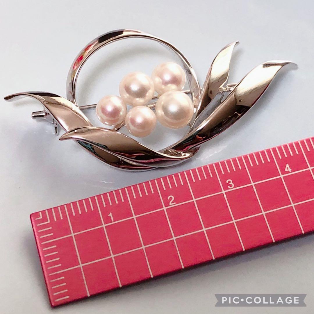 美品⭐️MIKIMOTO シルバーパールブローチ✨　可憐でエレガントなデザイン