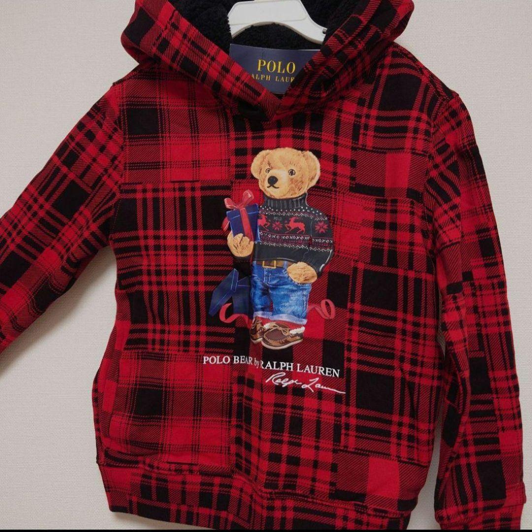 ラルフローレン　ポロベア トレーナー　130サイズ 赤黒チェック
