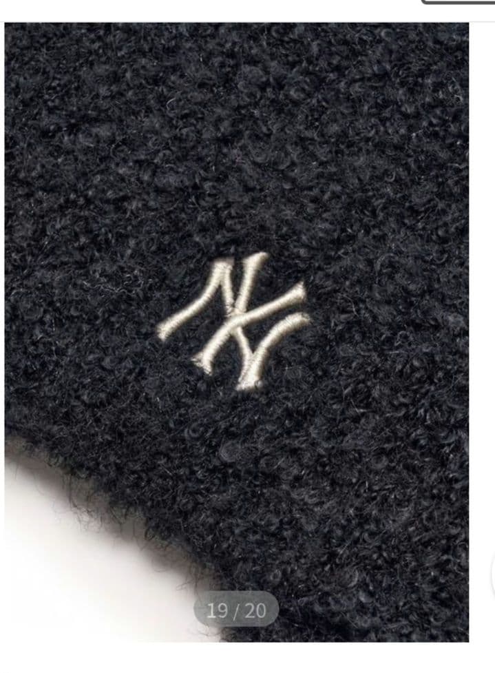 新品韓国購入MLBビーニー黒ニット帽キャップ猫耳カリナニューエラ