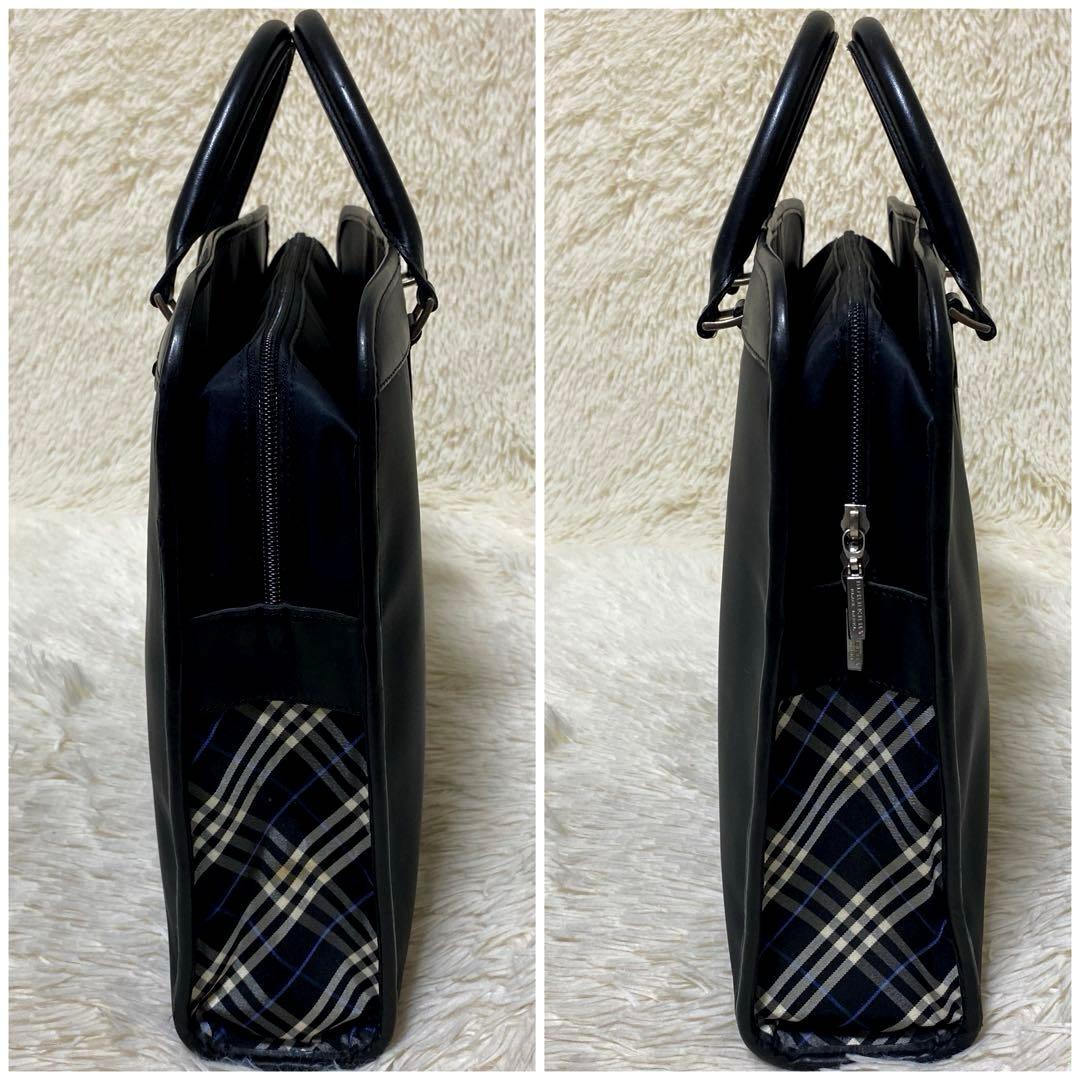 バーバリー ビジネスバッグ ノバチェック ロゴプレートナイロン レザー　ブラック