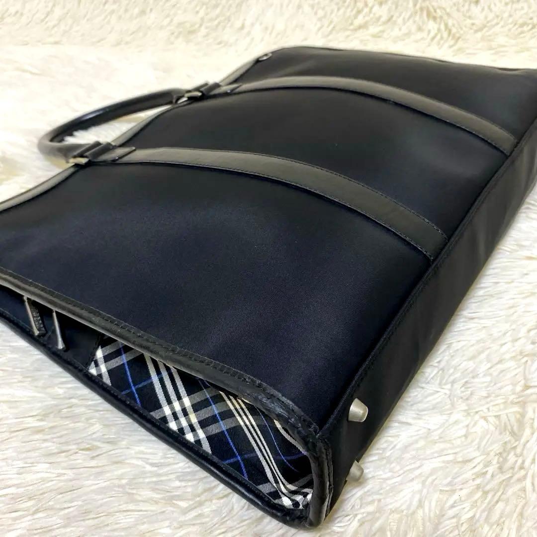 バーバリー ビジネスバッグ ノバチェック ロゴプレートナイロン レザー　ブラック