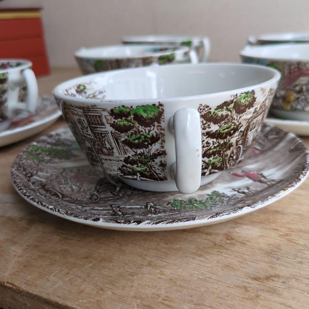 ヴィンテージ スープカップ&ソーサー 6セット イギリス製