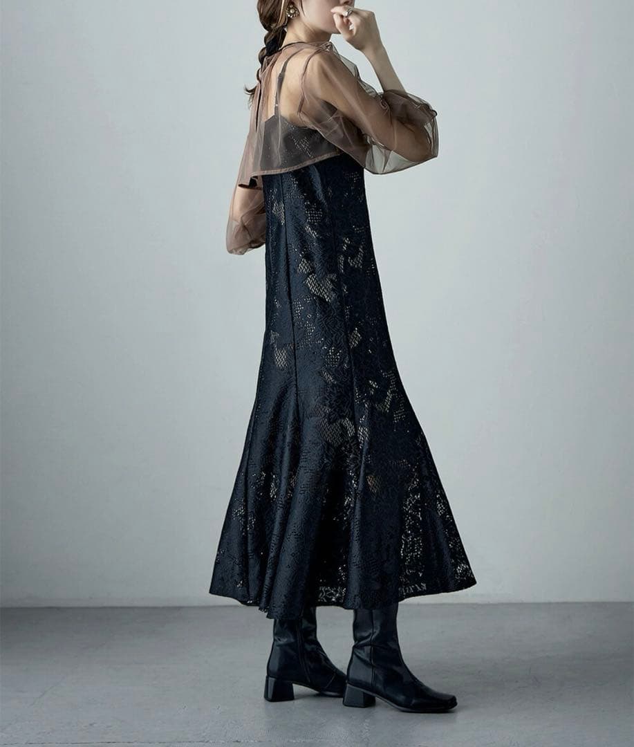 【美品】etoll. 3wayシフォンボレロ&レースキャミドレス S