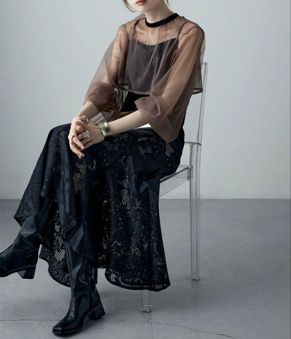 【美品】etoll. 3wayシフォンボレロ&レースキャミドレス S