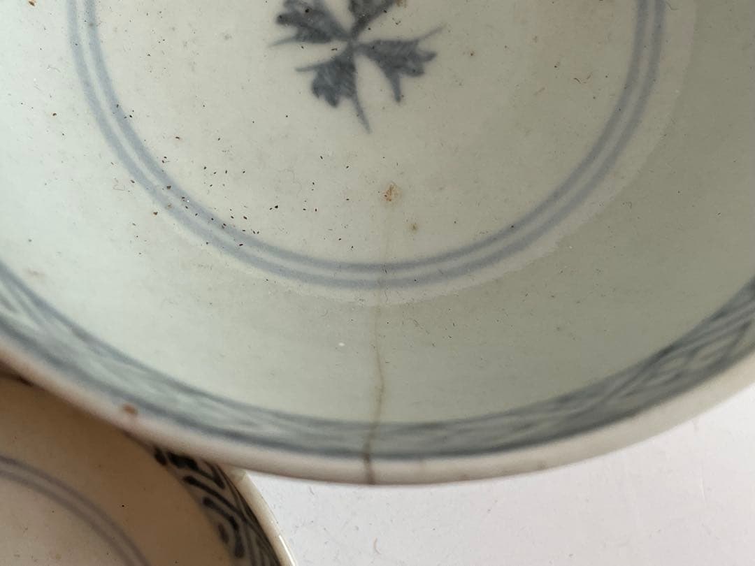 骨董　アンティーク　古伊万里　染付　蜂文様　蓋茶碗　蓋碗