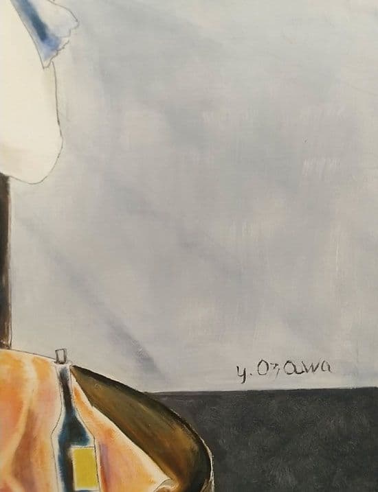 小澤勇寿朗 作 カフェテラスの女 F12油彩画 人物画