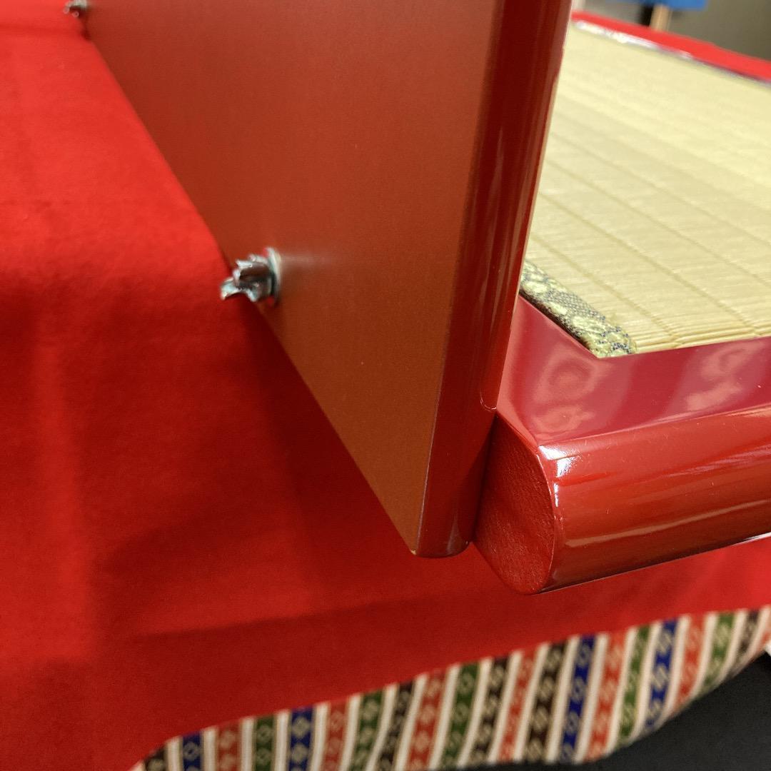 KM12 可愛い飾り台　朱塗り　巾70㎝位　ひな人形　親王飾り台　木目込み飾り台