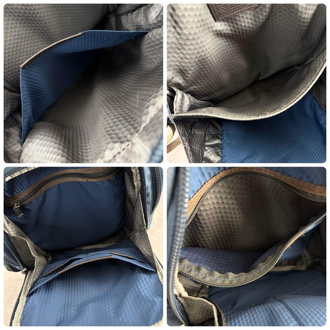 【美品✨】トゥミ バックパック リュックサック ビジネス レザー ネイビー 紺