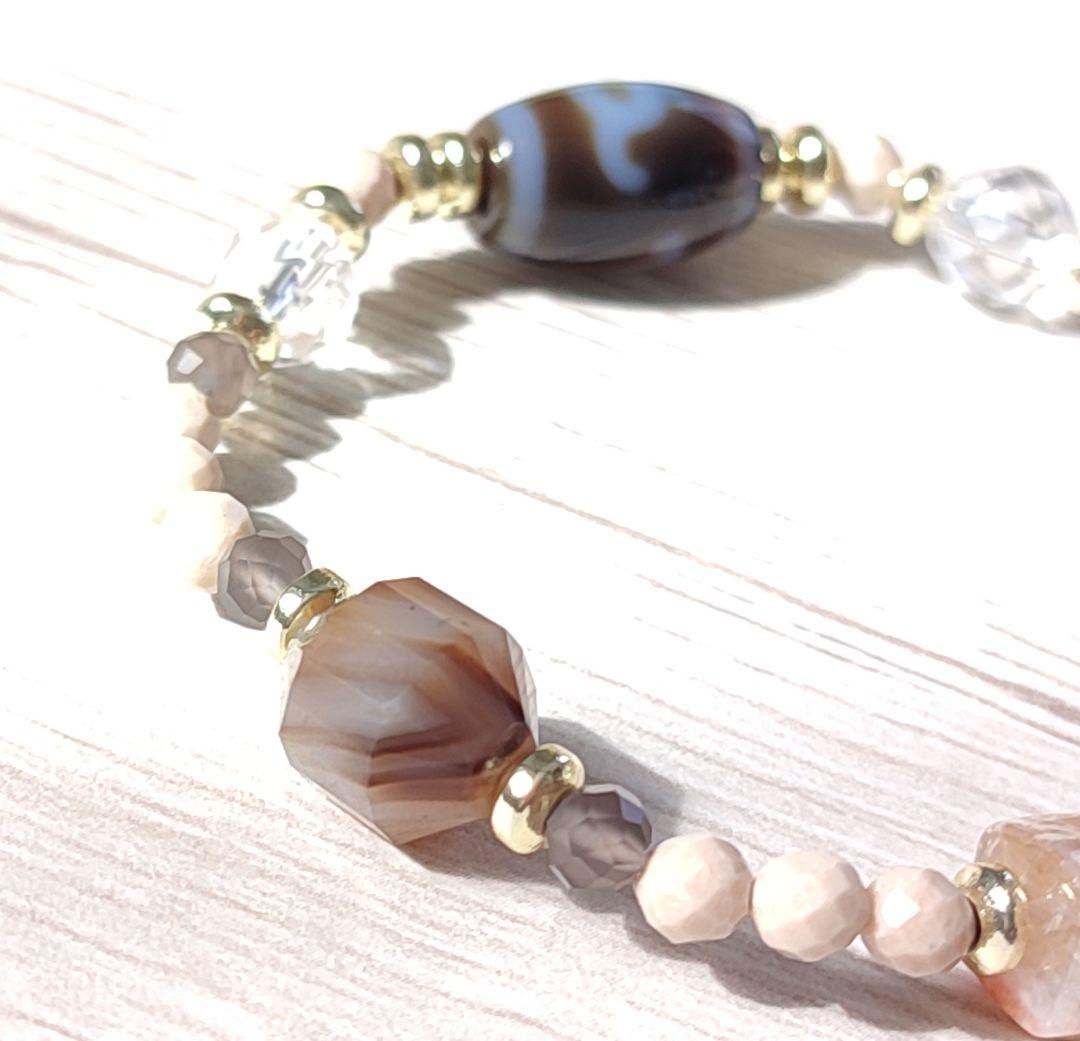 ◇Sサイズ◇ミニ至純 緑度母天珠とレインボーシトリン・大理石のパワーストーン