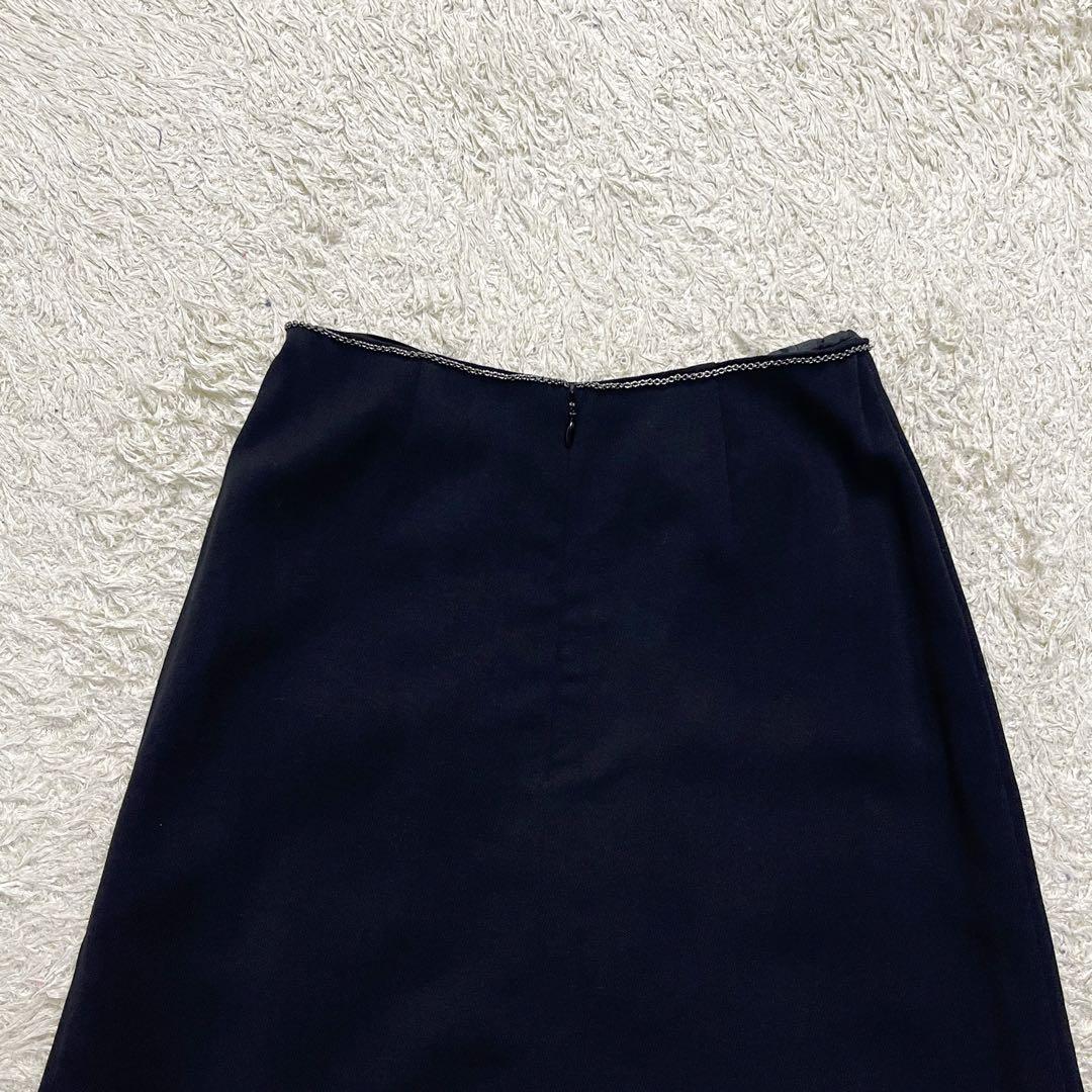 美品　シャネル　ココマーク　チェーン　スカート　リネン　ウール　100%　黒色