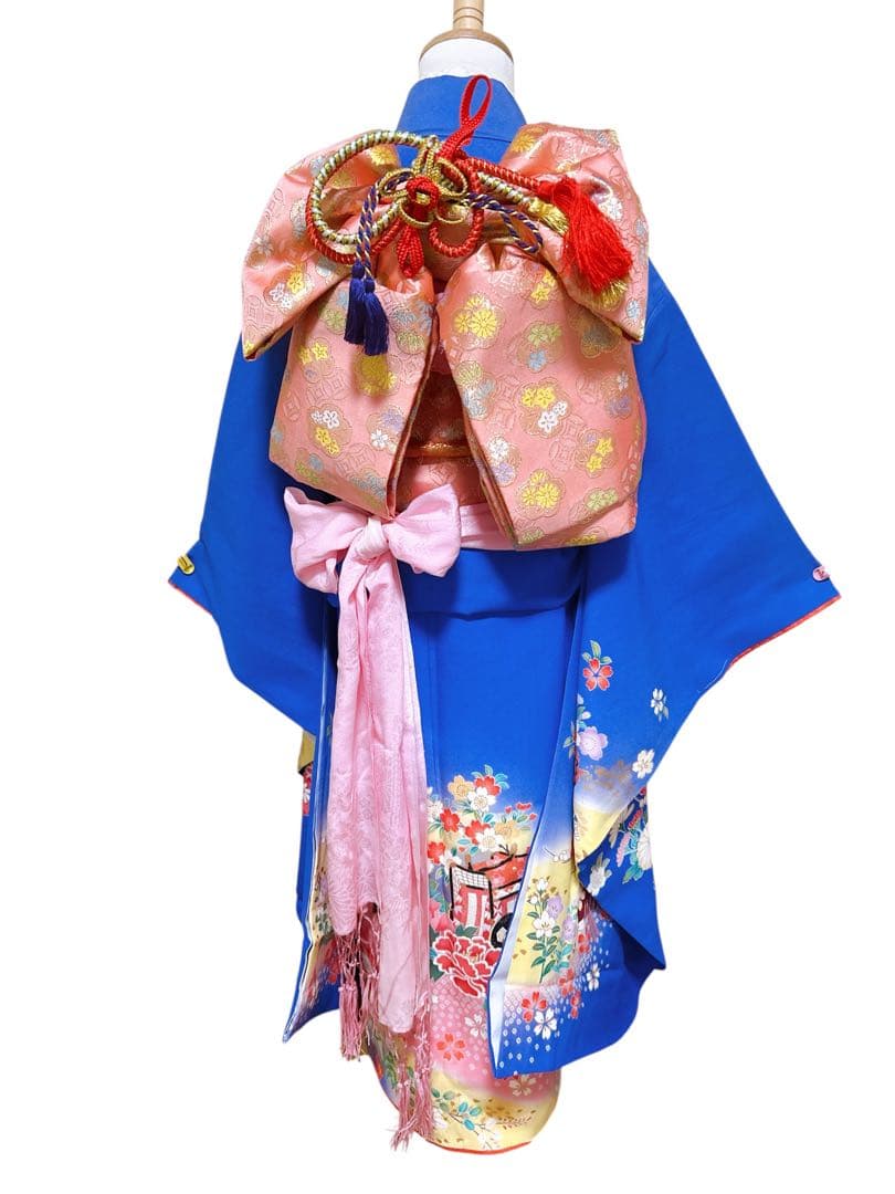 訳あり特価品♡正絹　七五三　7歳　フルセット　一式　青系　ピンク