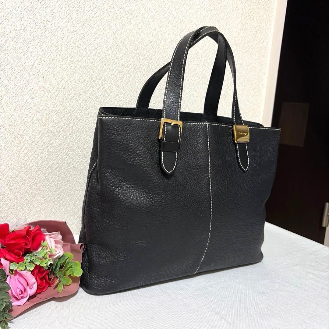 美品　BURBERRY バーバリー　ノバチェック柄　シボ革　トート　ハンドバッグ