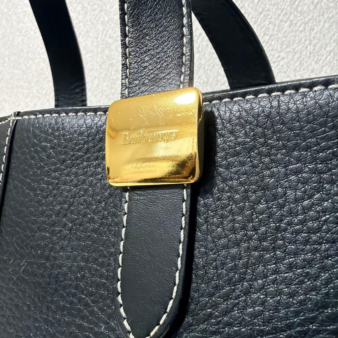 美品　BURBERRY バーバリー　ノバチェック柄　シボ革　トート　ハンドバッグ