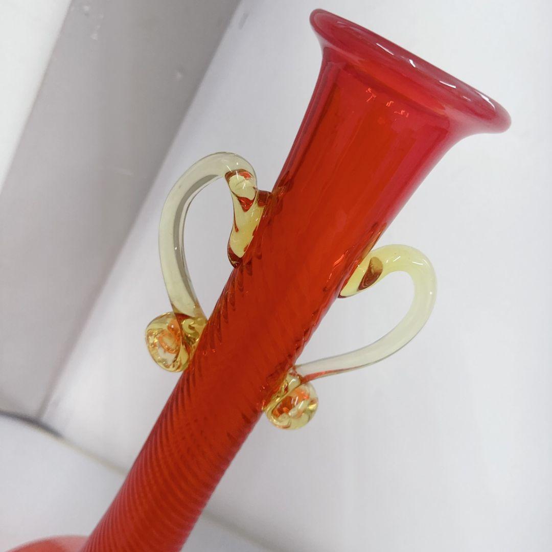 豪華 ツイスト 琉球ガラス 花瓶 昭和レトロ 沖縄 花器 置物 ガラス細工