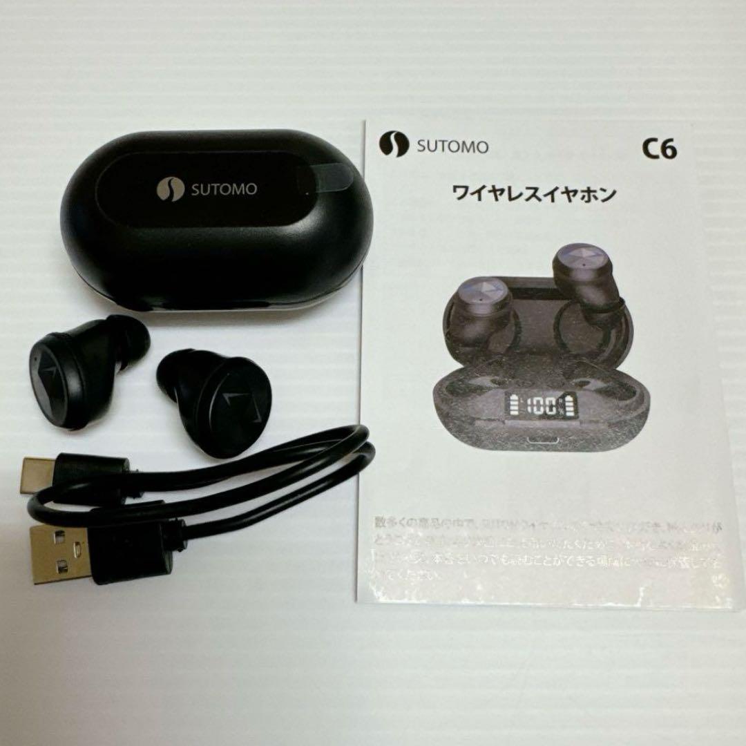 SUTOMO ワイヤレスイヤホン Bluetooth ブラック