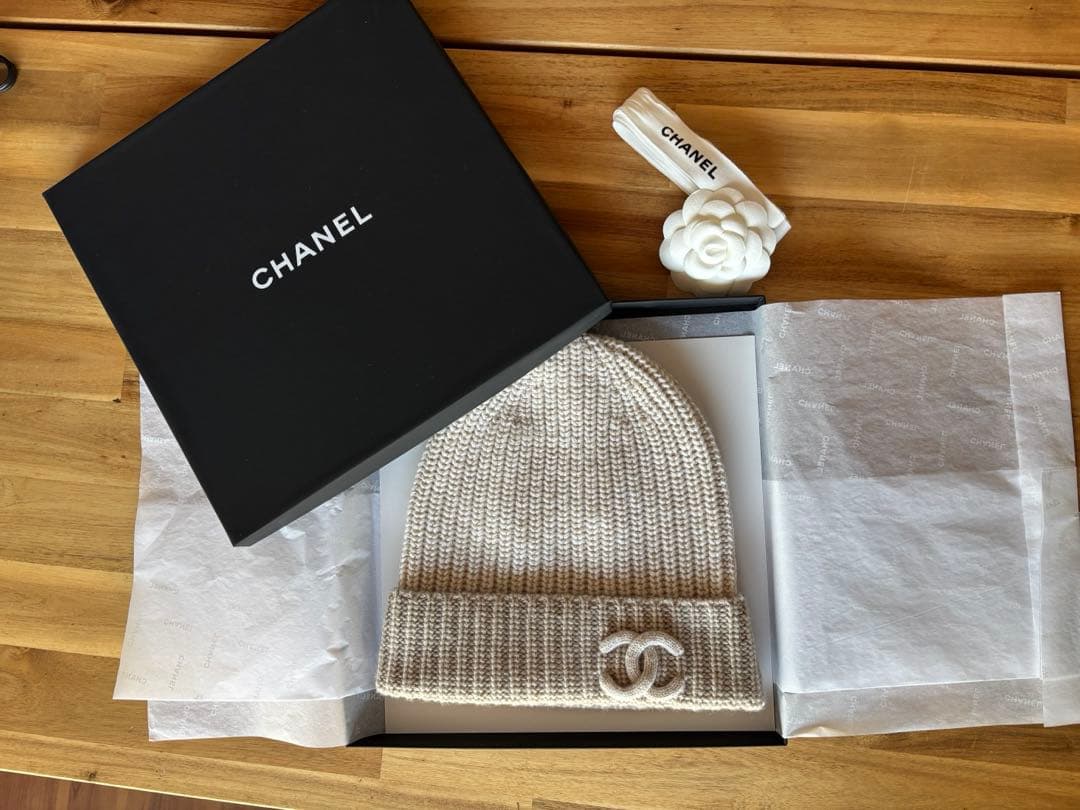 CHANEL シャネル カシミヤ混合 ビーニー ニットキャップ ベージュ
