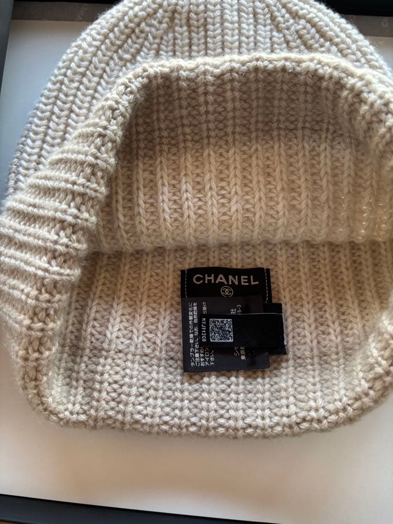 CHANEL シャネル カシミヤ混合 ビーニー ニットキャップ ベージュ