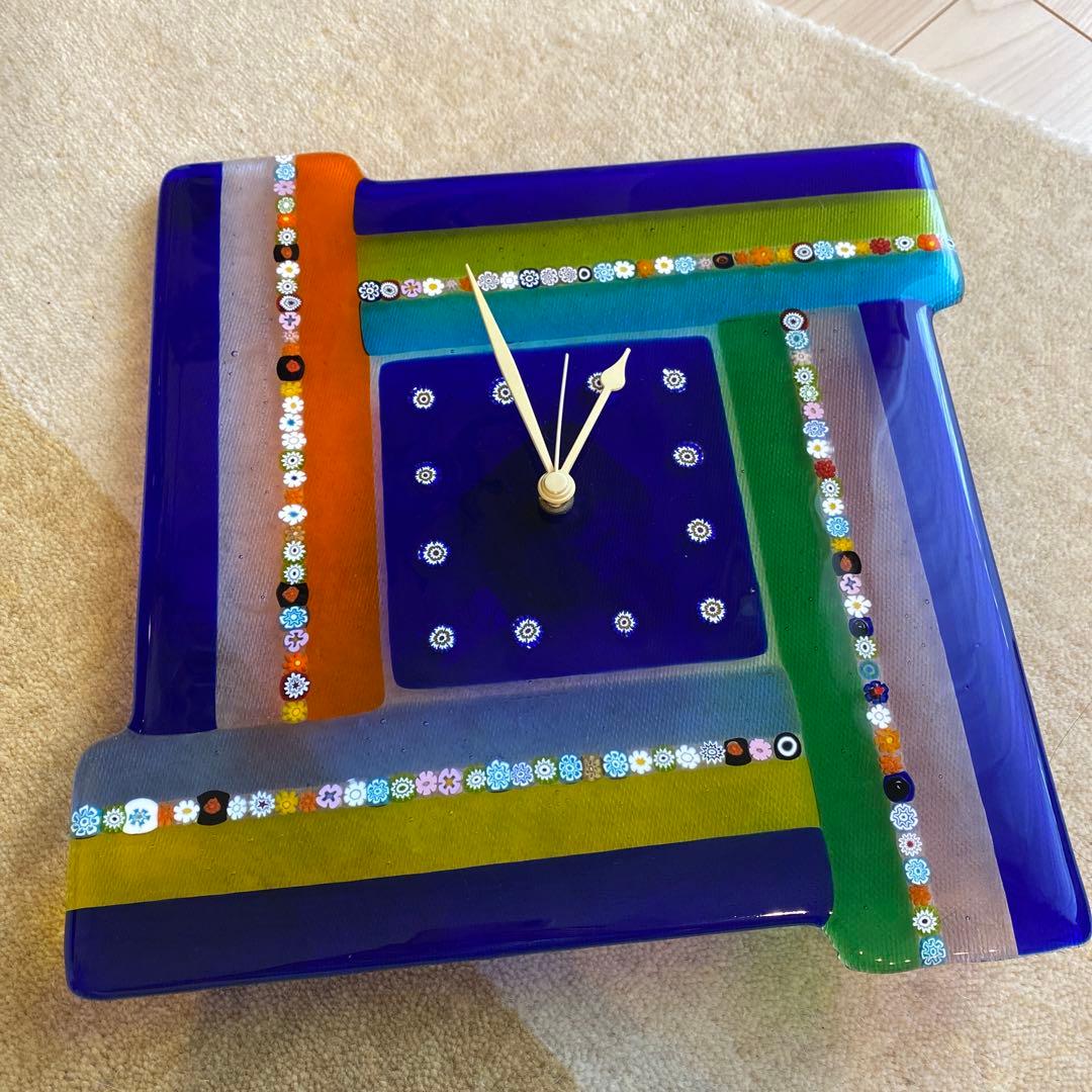 イタリア　ガラス細工　掛け時計　ムラーノガラス　ベニス　ベネチアングラス