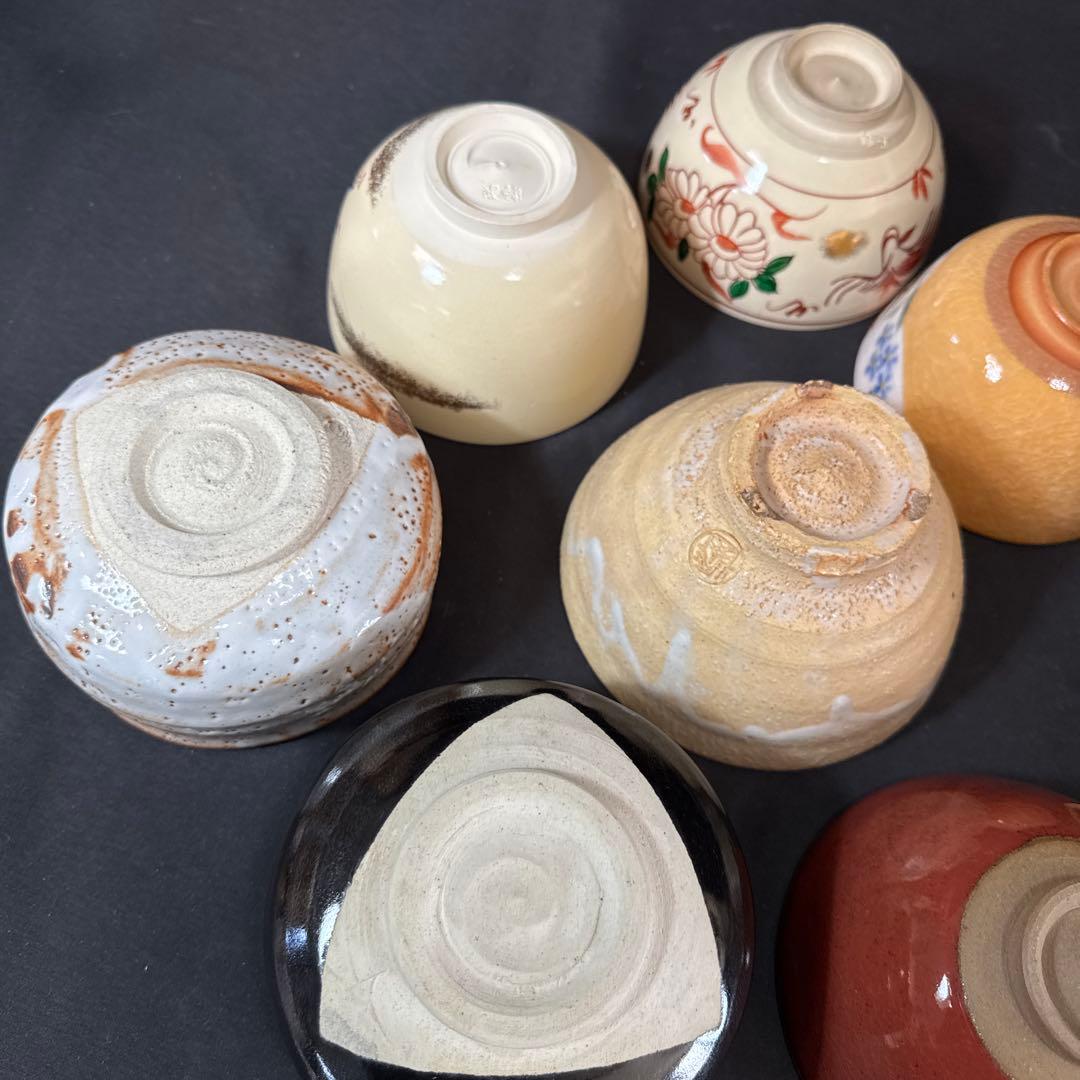 J02 送料無料　茶碗　9点　抹茶碗　在銘　箱無　まとめて　茶道具　陶器