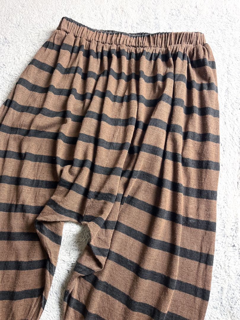 【ICHI Antiquite's】リネン100% ボーダー柄 サルエルパンツ