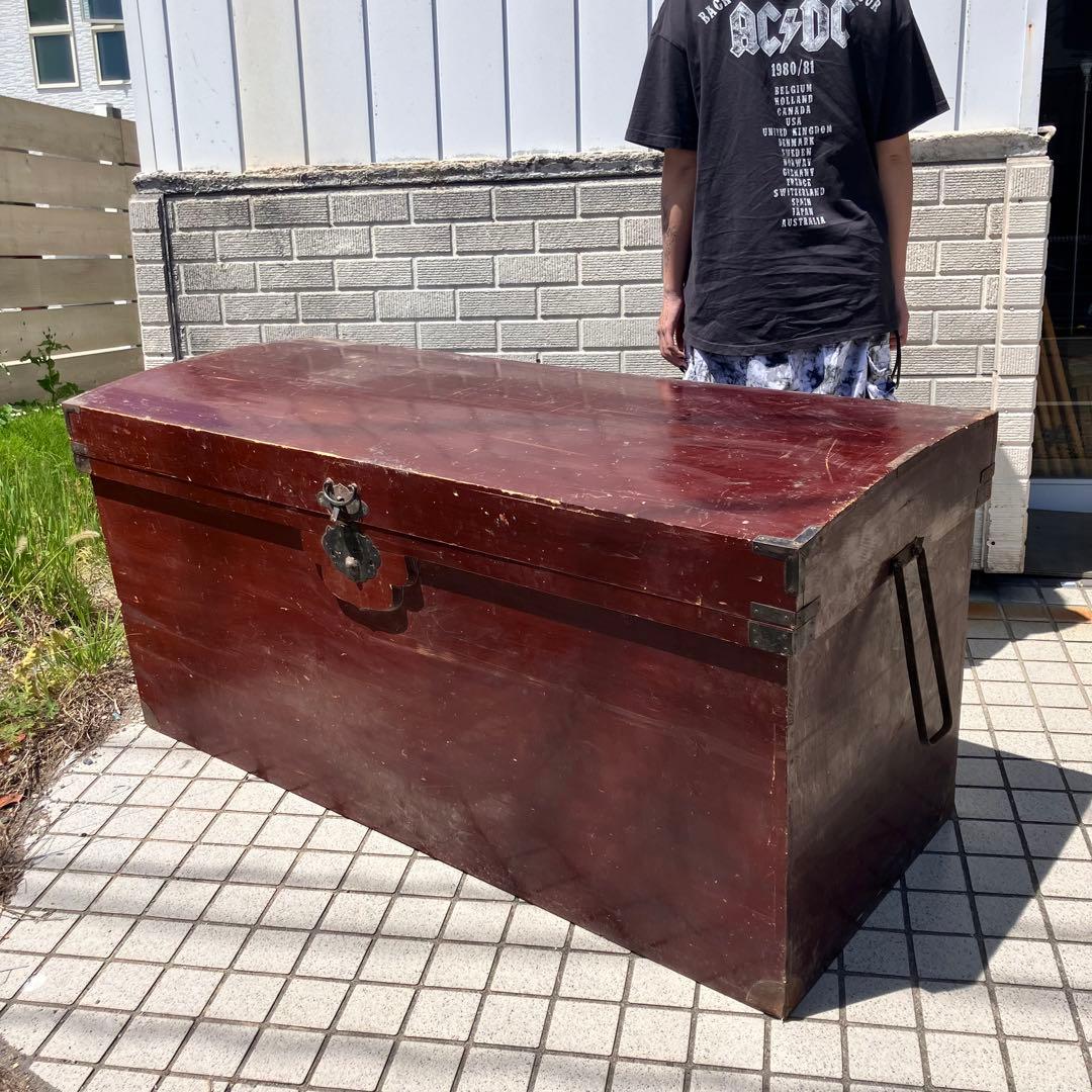 時代家具 大型 挟み箱 鋏箱 レトロ 古道具 木製 骨董品 参勤交代 大名行列