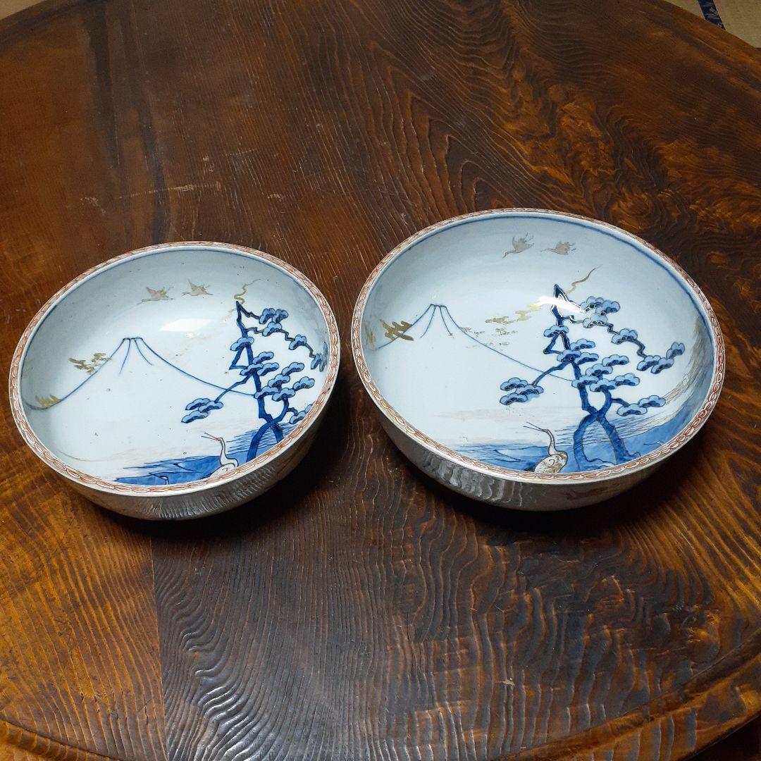 江戸時代金蘭出深皿2枚セット