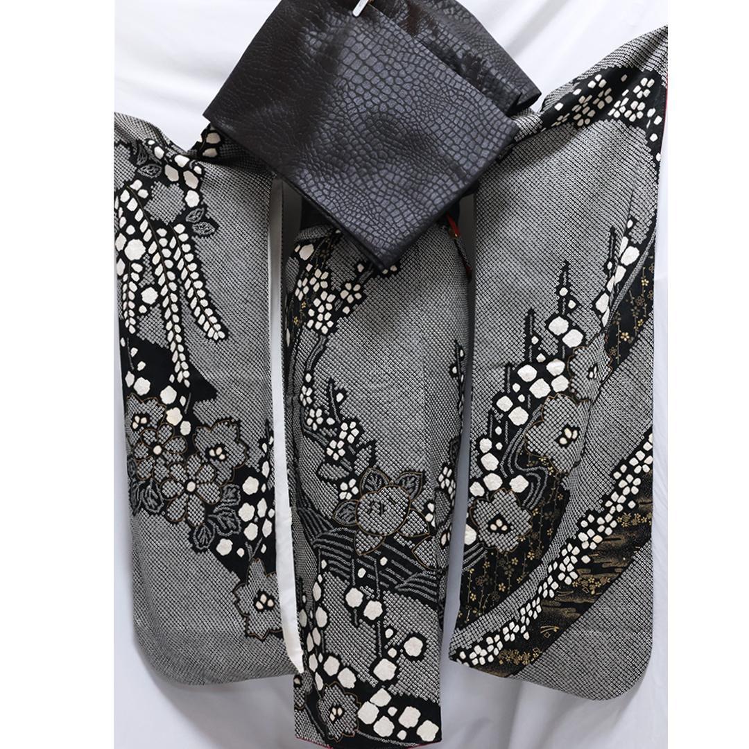 【良好】総絞り◆ 振袖セット ◆160.5cmフルセット黒成人式前撮り帯13Tq